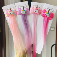 6pcs Unicorn Hair Clips Sequin Bow Hair Extensions