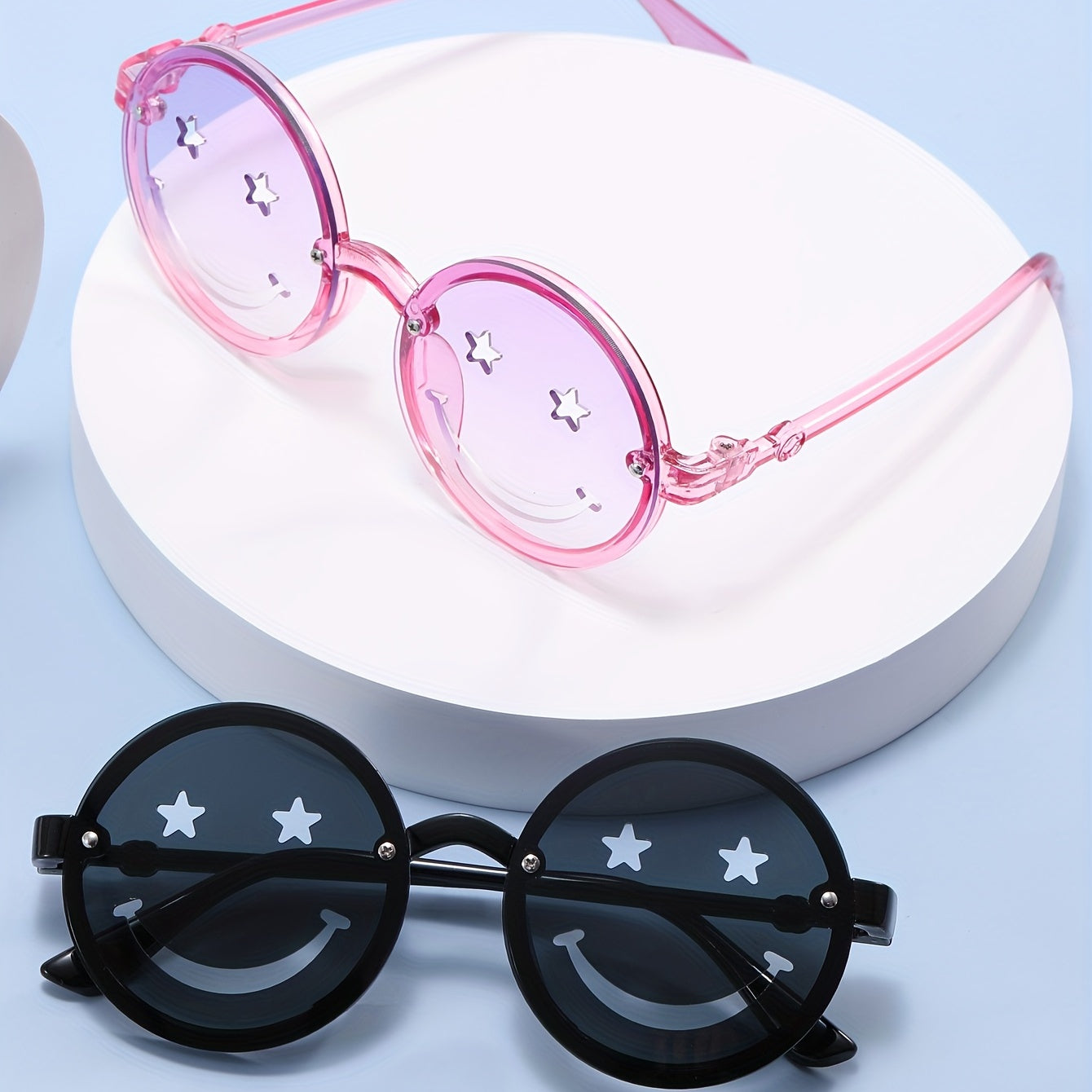 2pcs Y2K Smile Face Sunglasses for Party and Travel
