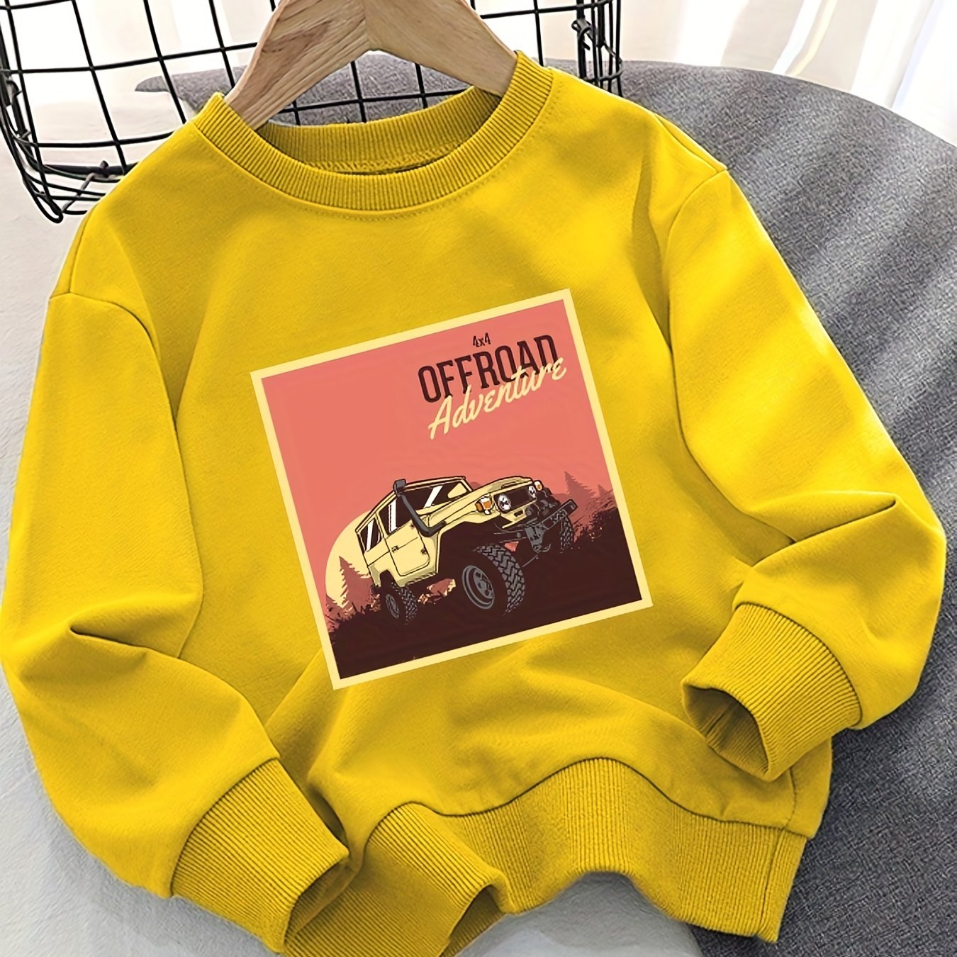 Sunset Off-road Car Print Boys Sweatshirt