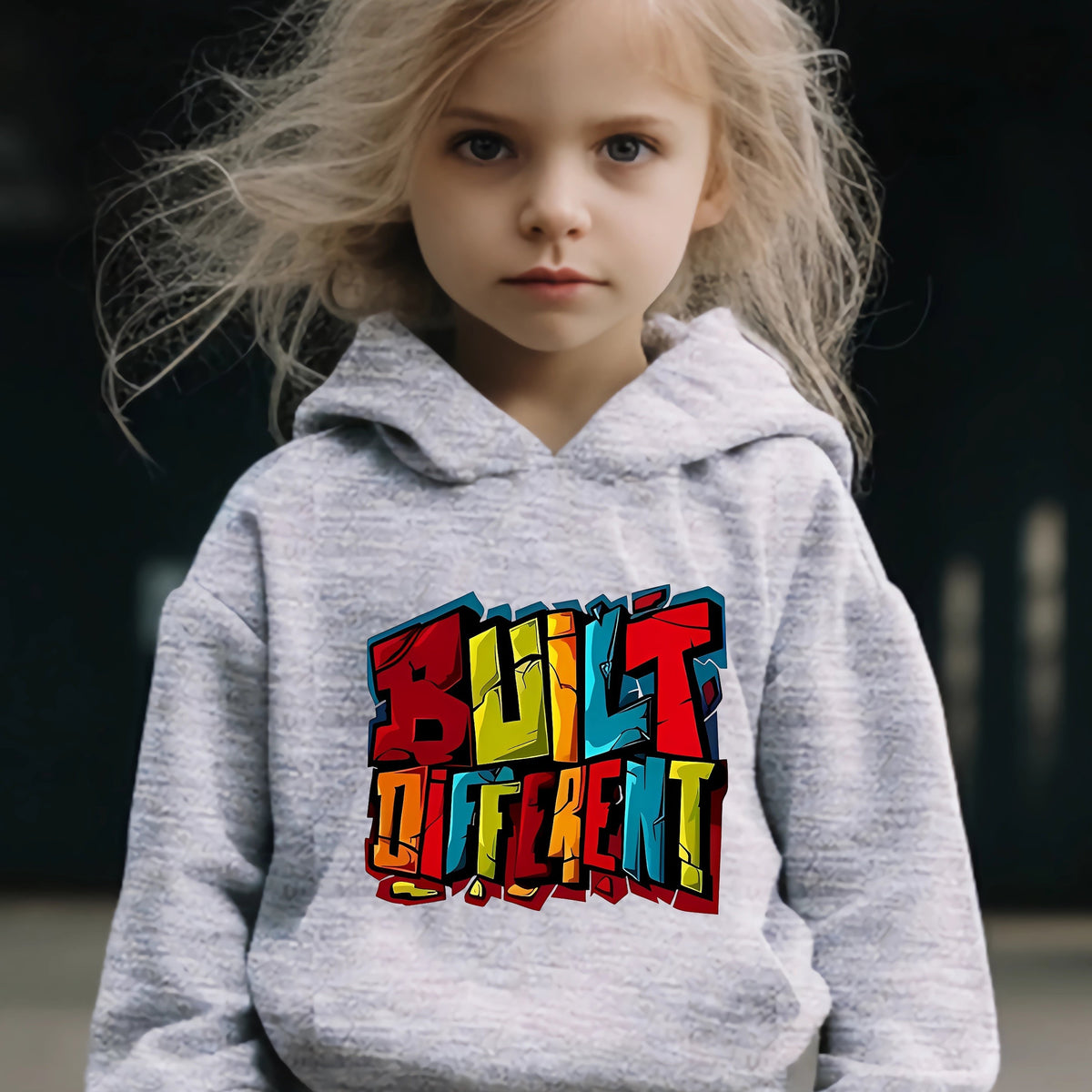 Kid's Built Different Print Outfit Hoodie & Pants Set