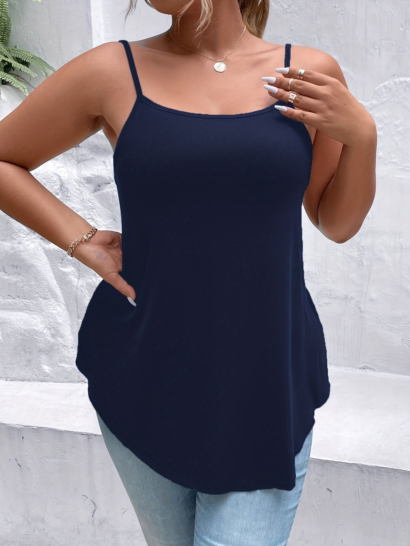  Backless Cami Top Women's Solid Round Neck Cami