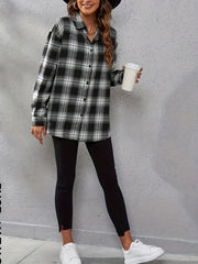  Plaid Button-Up Blouse