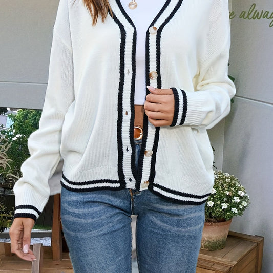  Colorblock Stripe Cardigan