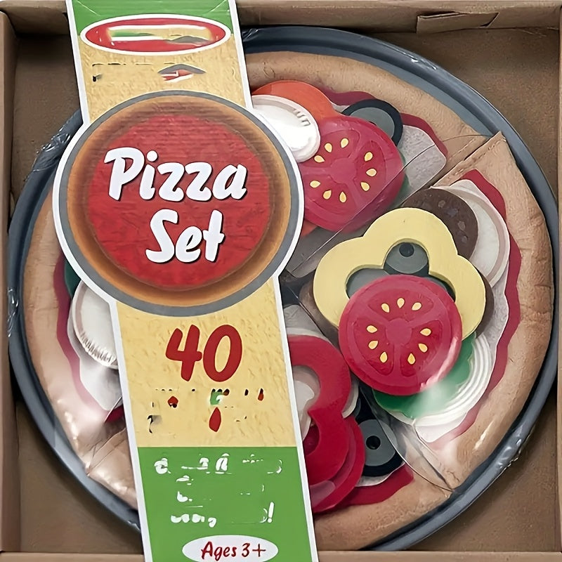 34pcs Fun Felt Pizza Set Simulation Food for Cognitive Recognition Ability
