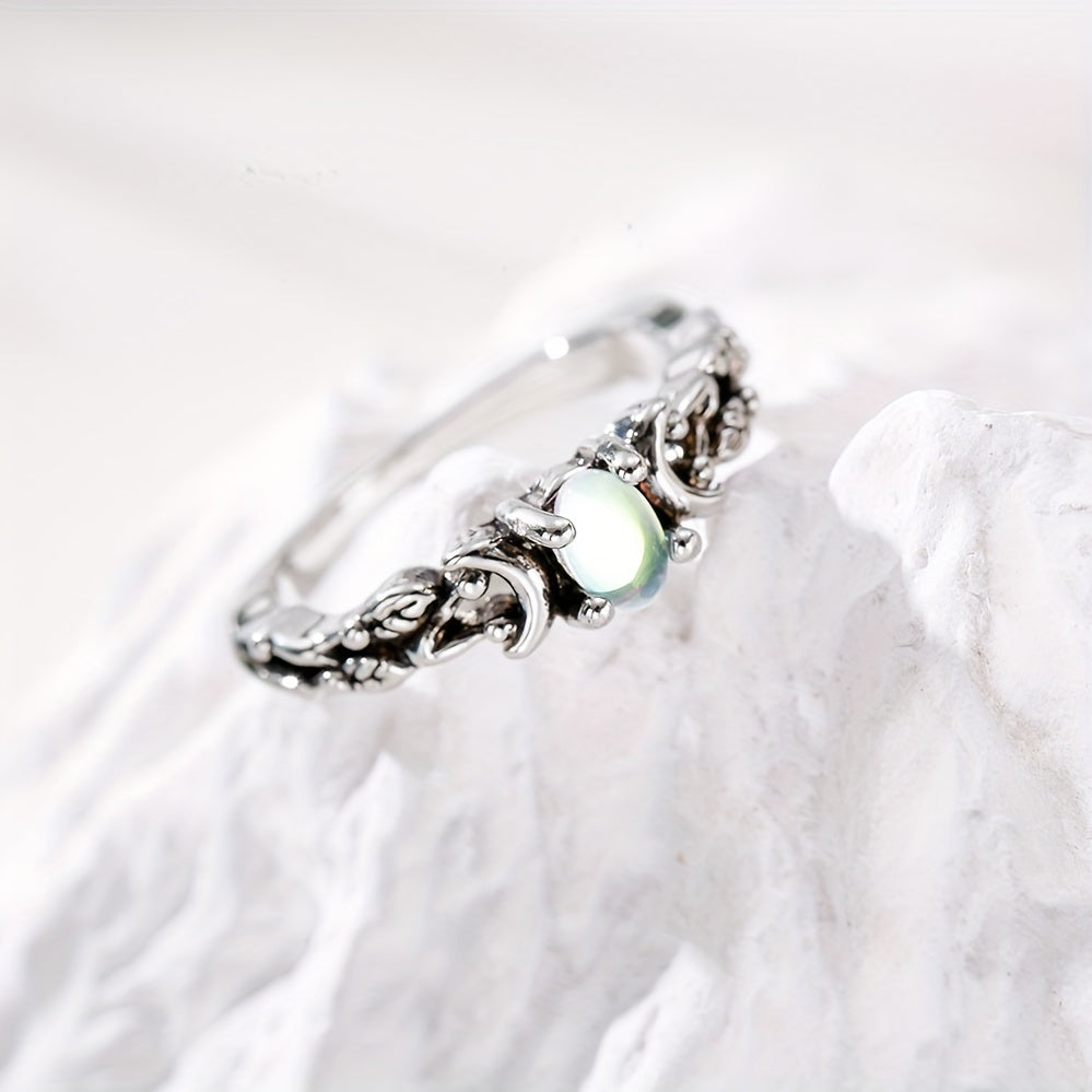 Men's Silvery Faux Moonstone Ring - Delicate Design