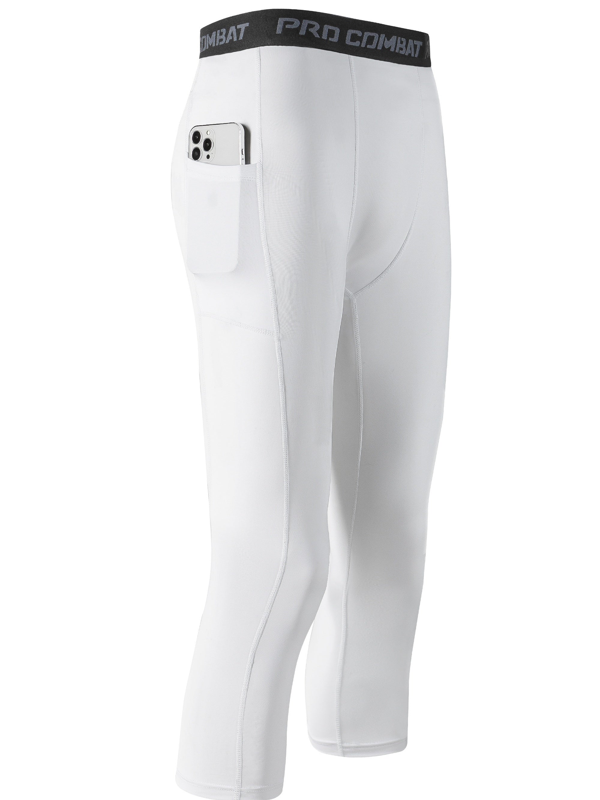 Men's Solid Pocket Leggings Active Quick Drying Sports Compression Pants