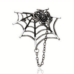 Spider Web Chain Brooch Pin
