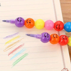 20pcs Crayons Cartoon Joyful Face Candy Gourd Vibrant Mixed Colors