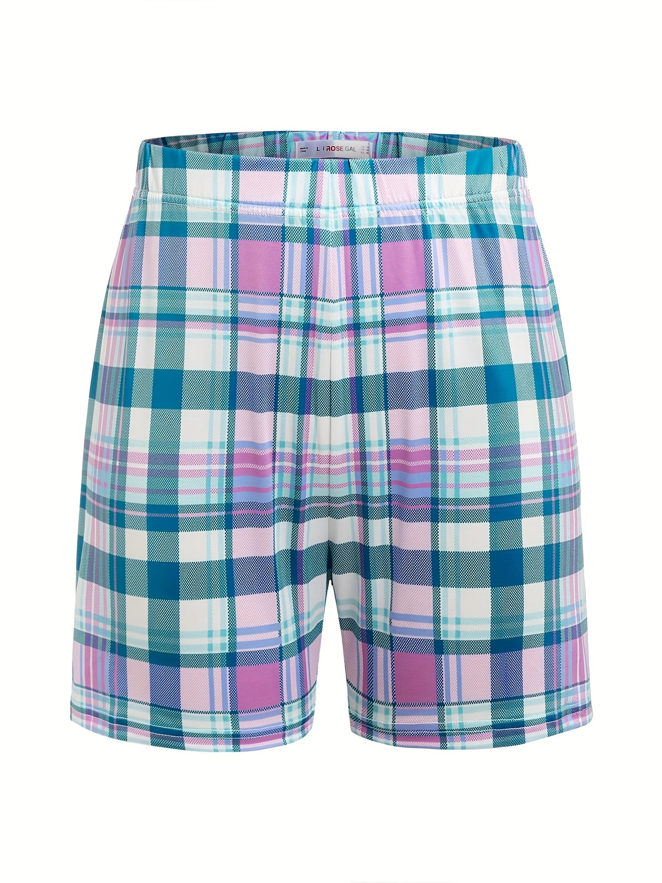  Plaid Print Peplum Top & Shorts Set