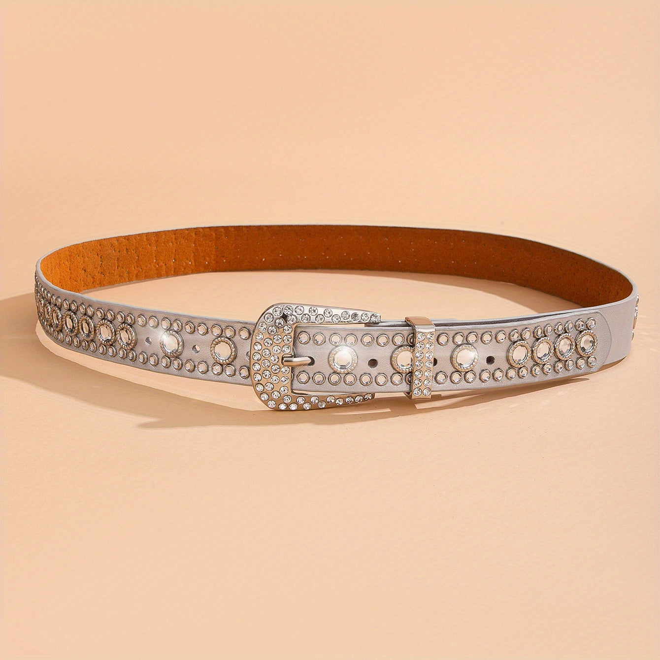 Sparkly PU Leather Belt Y2K Silvery Waistband Unisex Hip Hop