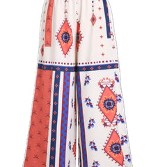 Women's Plus Floral Print Wide Leg Pants Elastic Waist Pockets