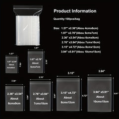 100pcs Clear Zipper Bag Plastic Zipper Bags Sealed Food Storage