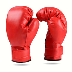 1 Pair Red Boxing Gloves PU Leather Comfortable Boxing Gloves For Punching Train