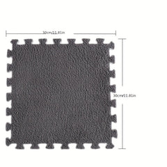12pcs Plush Puzzle Foam Floor Mat Interlocking Carpet Rug