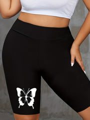  Butterfly Print High Rise Stretch Biker Shorts