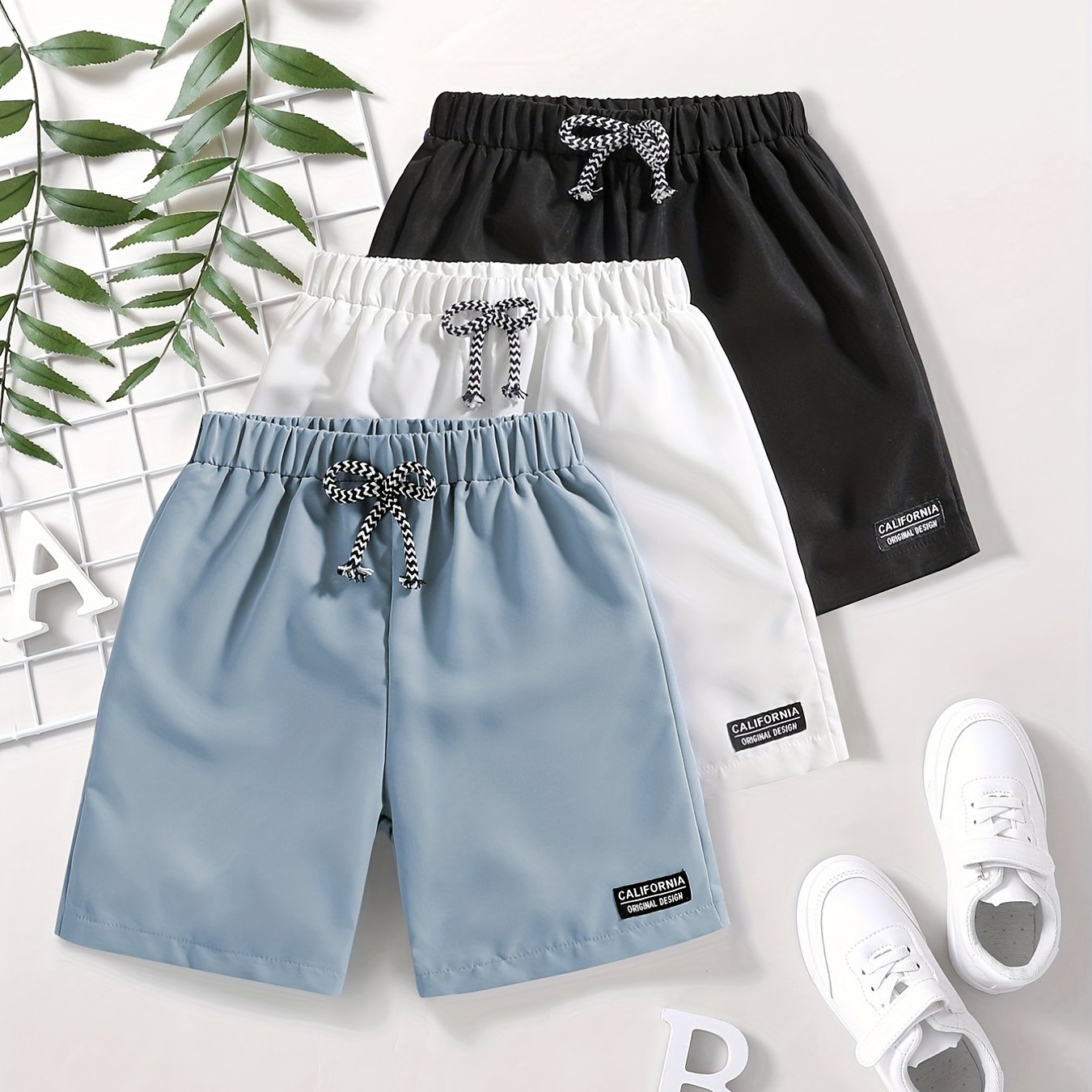 3pcs Boys California Casual Shorts for Summer Kids Clothes