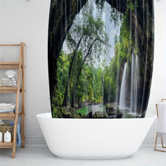 Waterfall Shower Curtain Polyester Waterproof Heat Insulation Bathroom Partit
