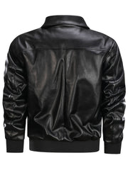 Men's Vintage PU Leather Jacket Warm Winter Motorcycle Coat