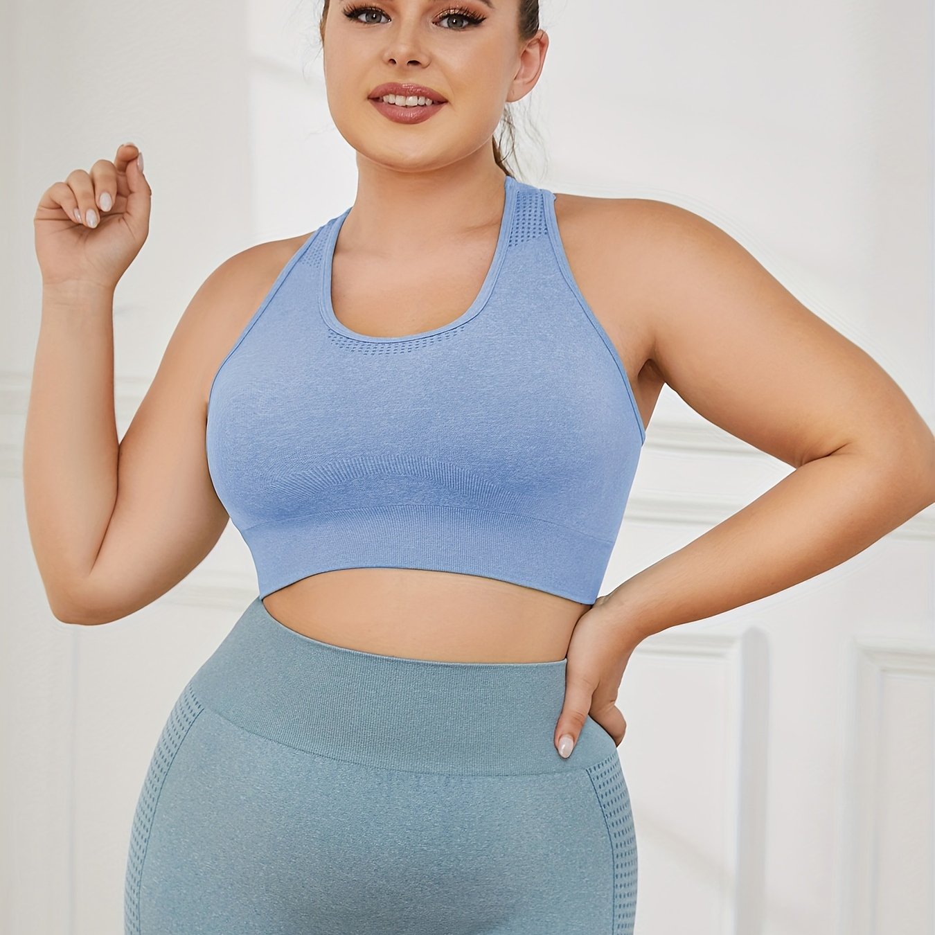  Polka Dot Print Racer Back Sports Bra