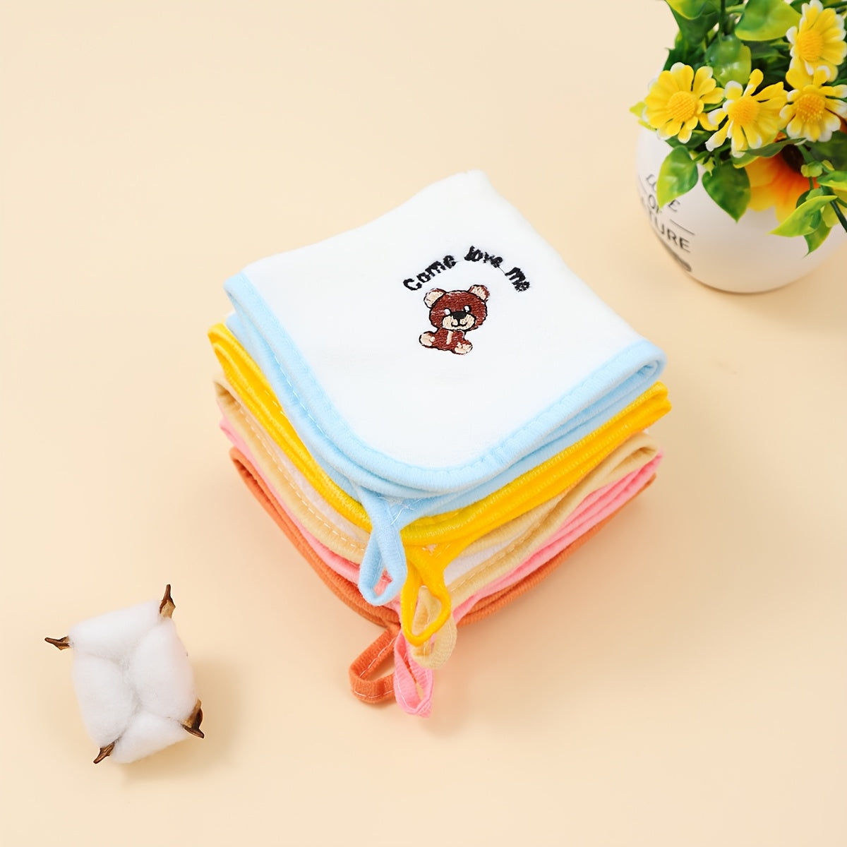 6pcs Cartoon Kids Towel Soft Comfortable Square Towel for Cleaning Stains