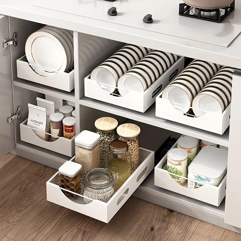Kitchen Dish Rack Built-in Pull-out Type Divider Storage Shelves