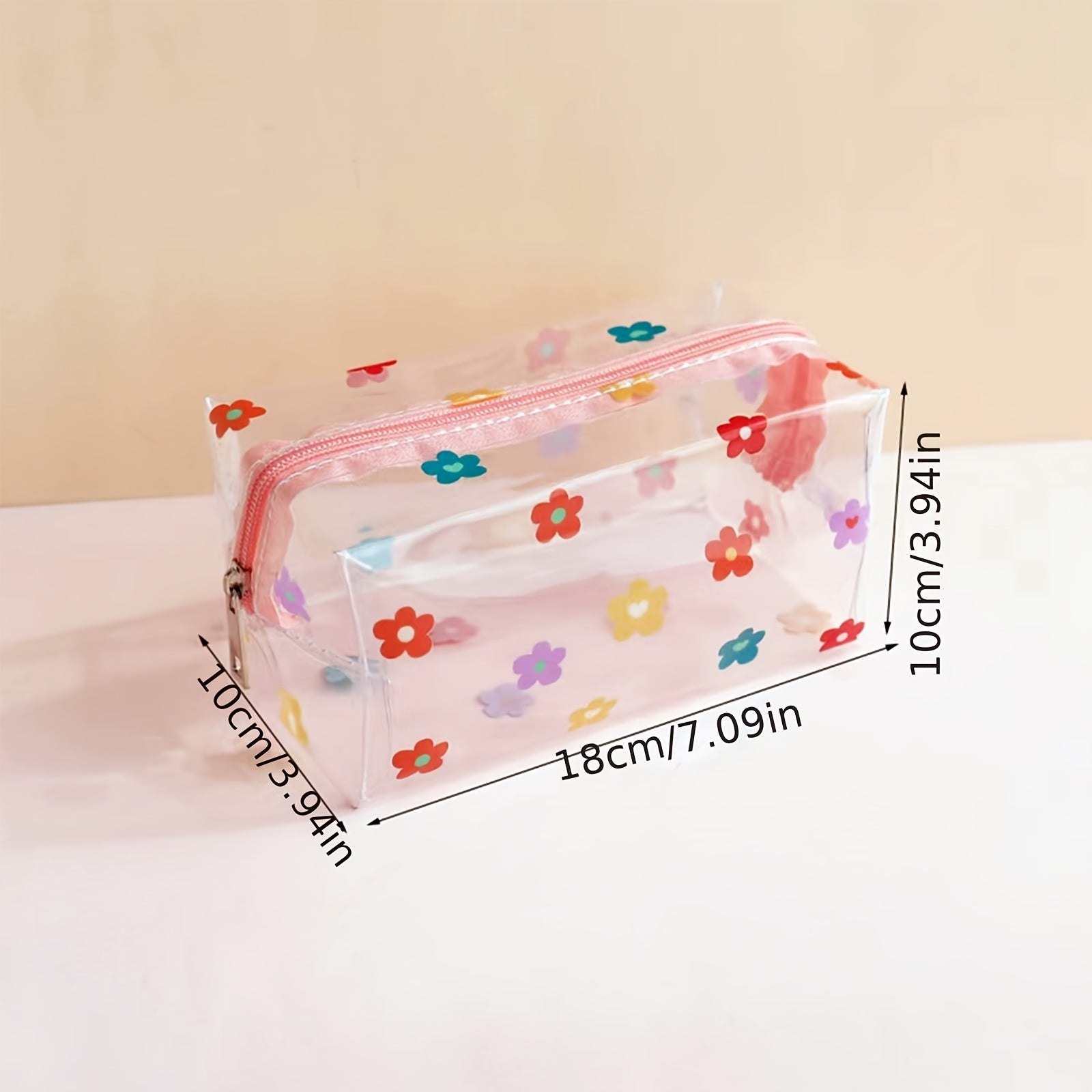 Flower Graphic Clear Makeup Bag Waterproof Toiletry Travel Cosmetic Pouch