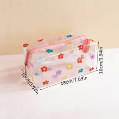 Flower Graphic Clear Makeup Bag Waterproof Toiletry Travel Cosmetic Pouch