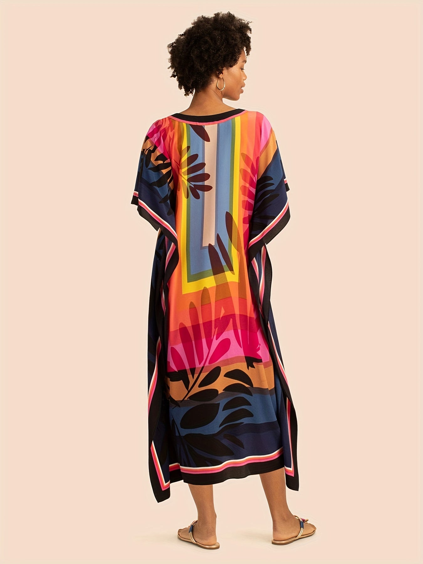 Colorblock Floral Maxi Cover Up