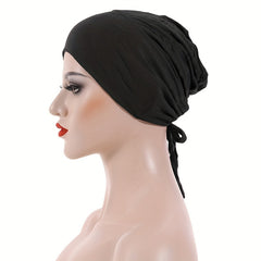Elastic Turban Soft Head Wrap Underscarf Women Lace Up Beanie