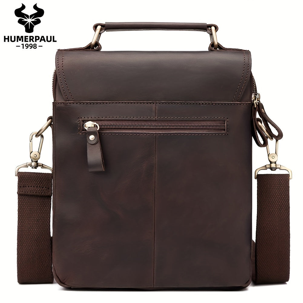 HUMERPAUL Leather Shoulder Bag Retro Top Layer Cowhide Crossbody Bag