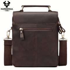 HUMERPAUL Leather Shoulder Bag Retro Top Layer Cowhide Crossbody Bag