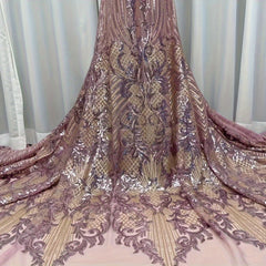 Champagne Mesh Sequins Lace Fabric Wedding Party Sewing Textile Handicrafts