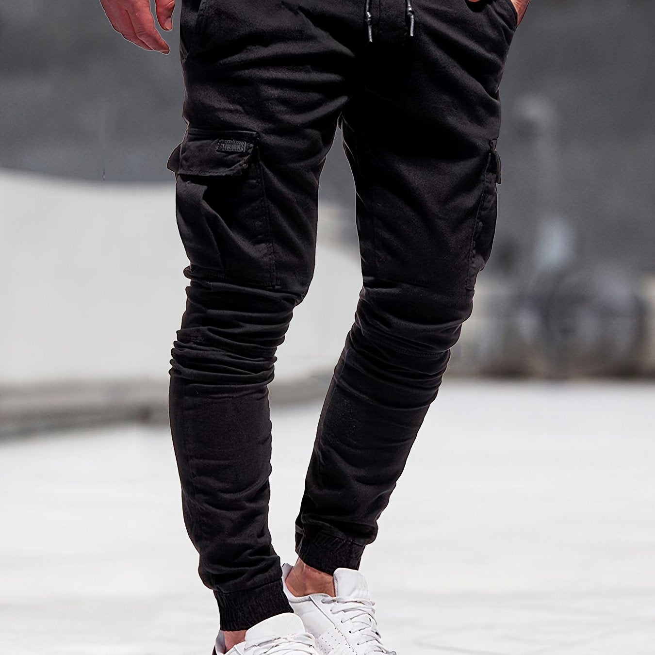 Men's Drawstring Cargo Pants Slim Fit Casual Outdoor Pants