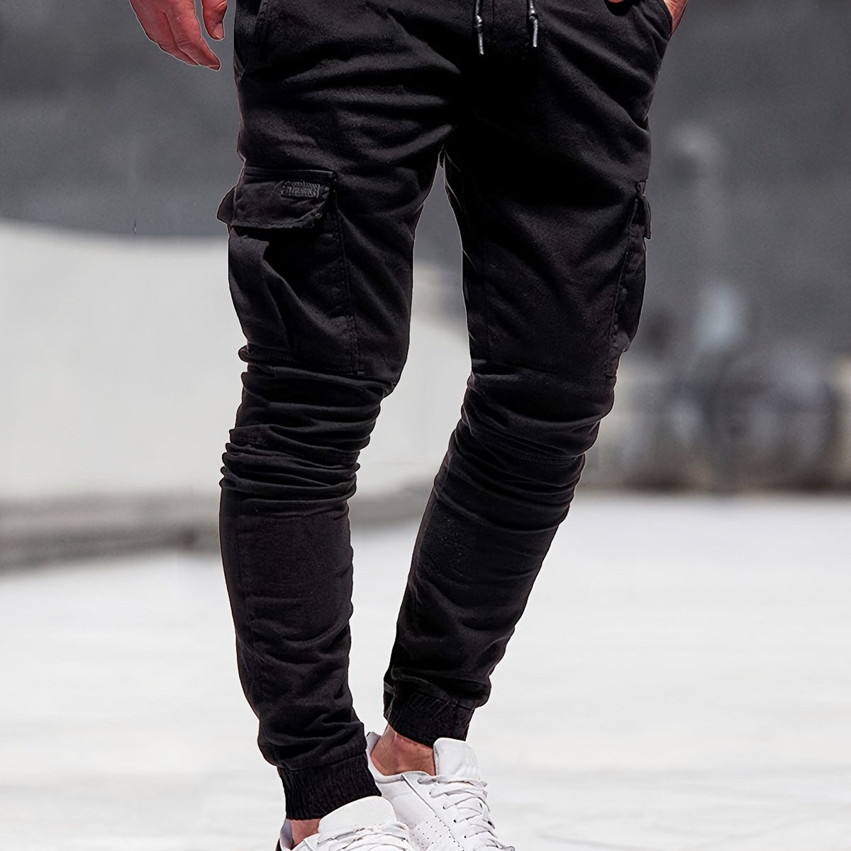 Men's Drawstring Cargo Pants Slim Fit Casual Outdoor Pants
