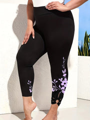  Floral Print Cut Out High Rise Leggings