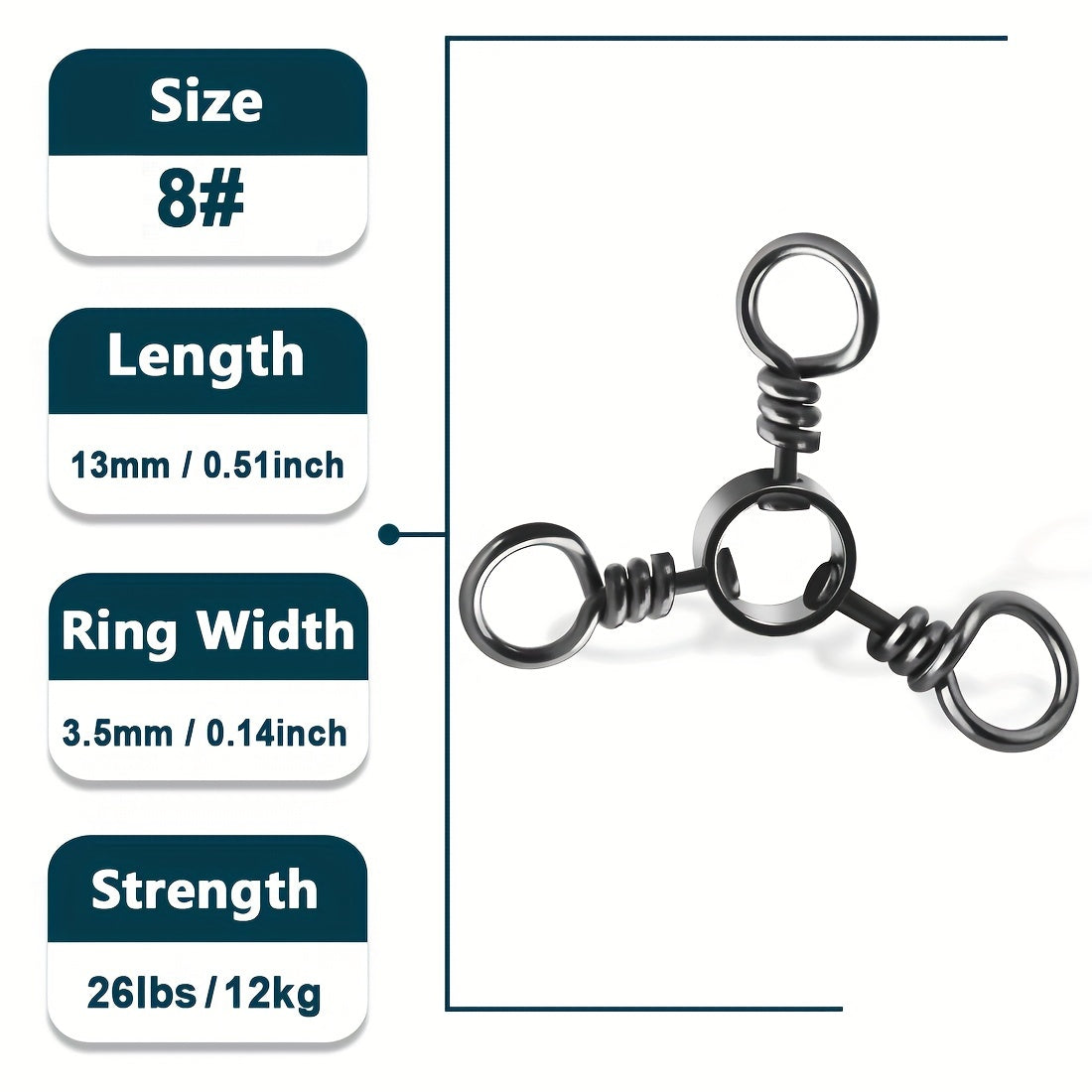Stainless Steel 3-Way Swivel Fishing Tackle 25pcs