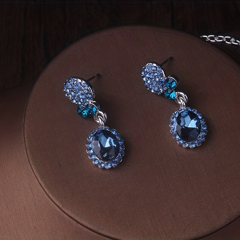 Bride's Wedding Jewelry Set Dark Necklace Earrings