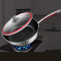 Stainless Steel Wok 29cm Honeycomb Coating Deep Frying Pan