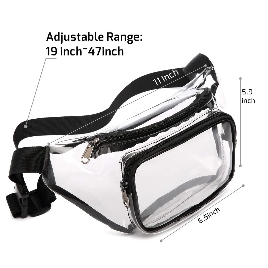 Clear Pack Waterproof Waist Bag Purse Transparent Adjustable Belt Bag
