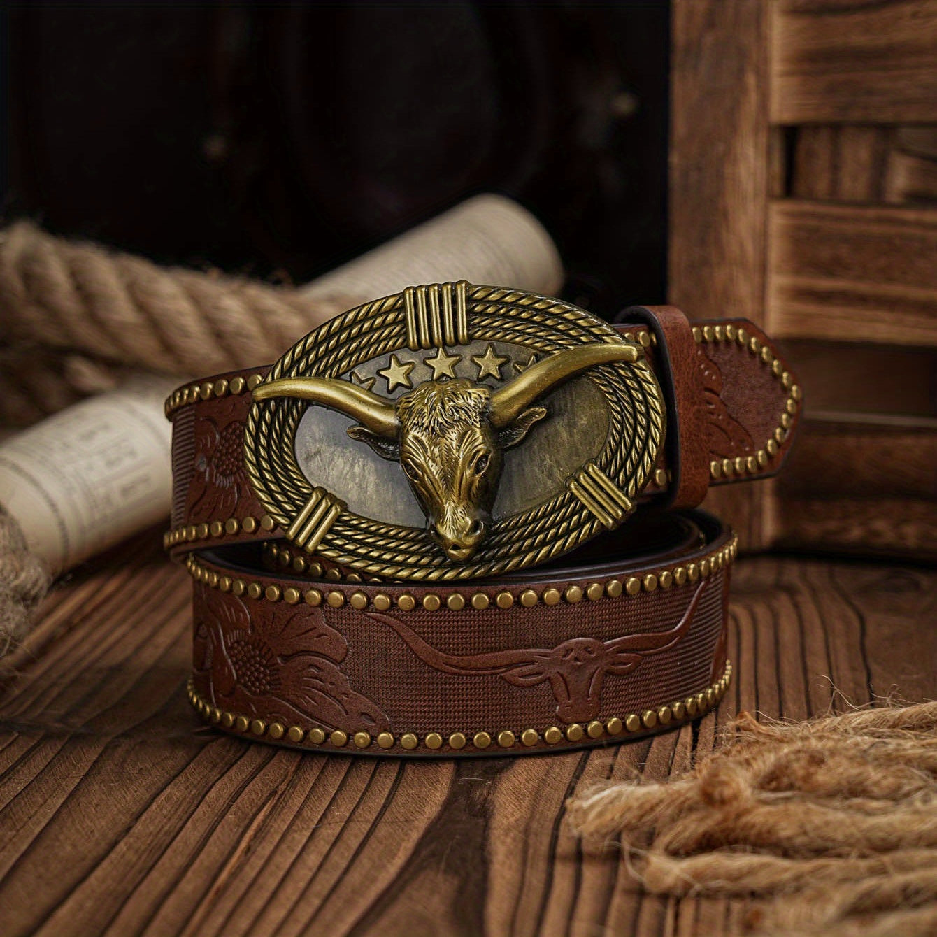 Vintage Pattern Buckle PU Leather Belt For Men
