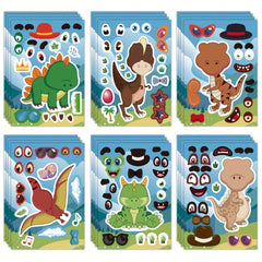 Cartoon Dinosaur Face Decal Sticker Set - 6pcs 12pcs Disposable