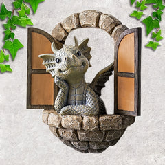 Resin Dragon Wall Decoration for Patio or Window, Meditation