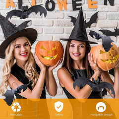 5pcs Halloween Hanging Bats Decor Creepy Flying Rubber Bats Decor