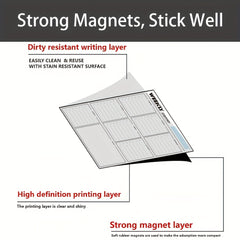Magnetic Dry Erase Weekly Calendar Whiteboard For Fridge with Markers