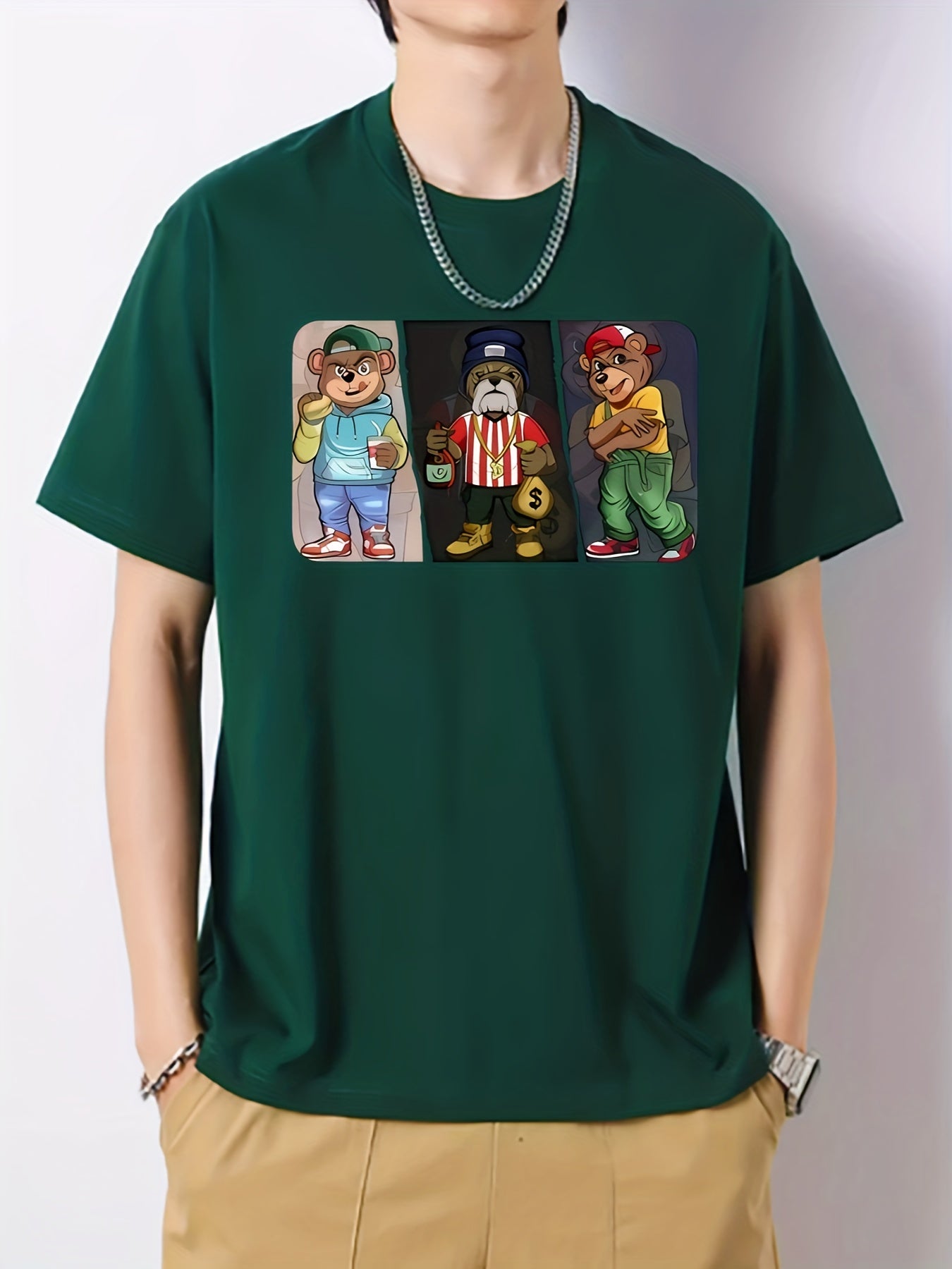Animal Print Men's Cotton Graphic Crew Neck Active T shirt