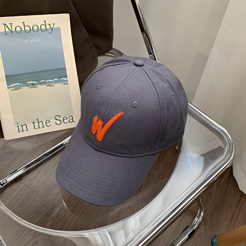 Inclined W Embroidery Baseball Cap Women Casual Sunscreen Sports Hat