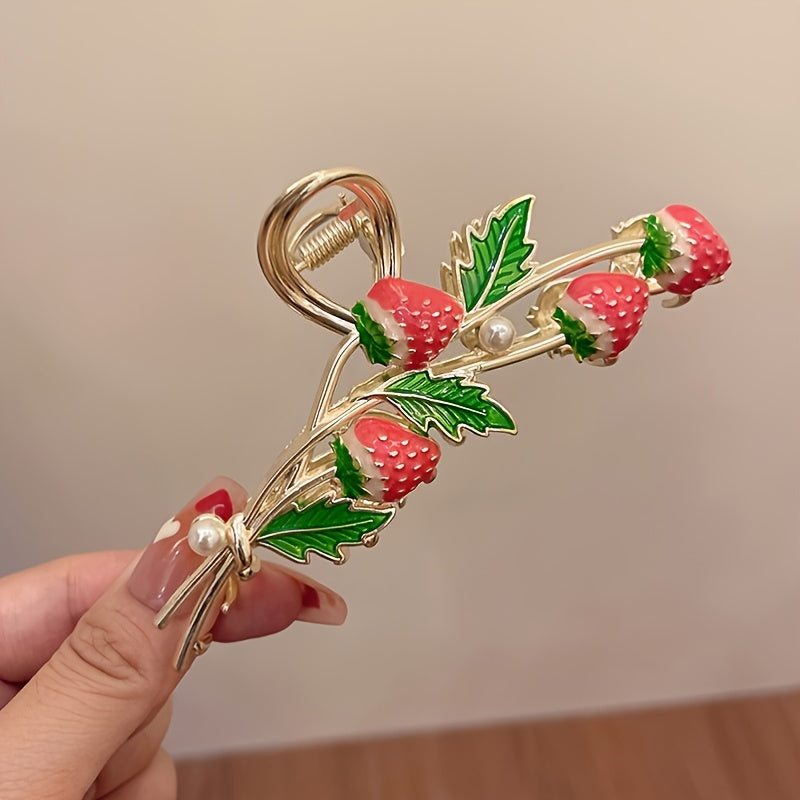 Pink Strawberry Hair Claw Clips Strong Hold Hair Jaw Clips Accessories