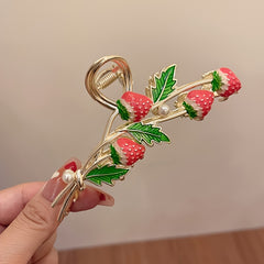 Pink Strawberry Hair Claw Clips Strong Hold Hair Jaw Clips Accessories