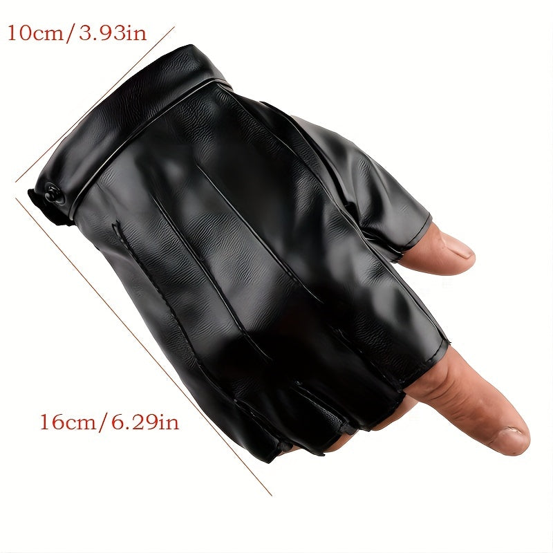 1pair PU Outdoor Half Finger Gloves Non slip Driving Motorcycle Gloves