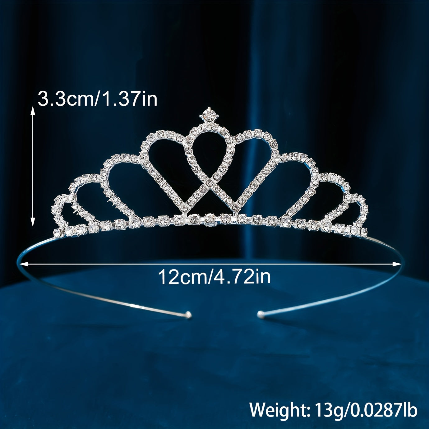 Silver Tiara Rhinestone Crown Hair Accessory Girls Party Decor